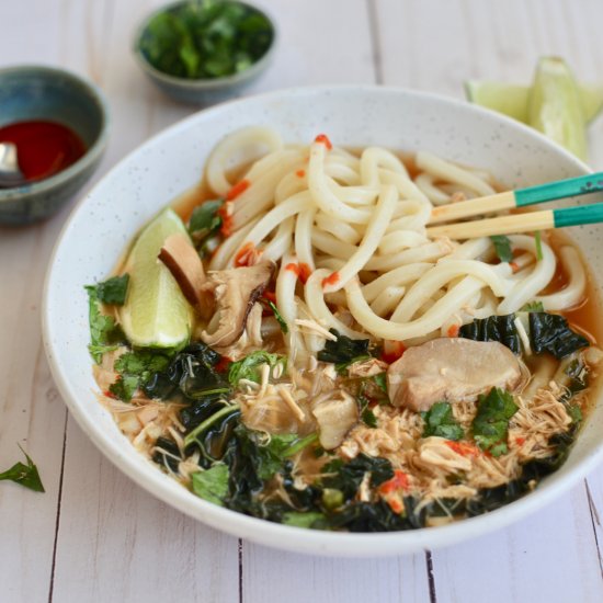 Udon Soup w/Chicken, Kale & Shitake