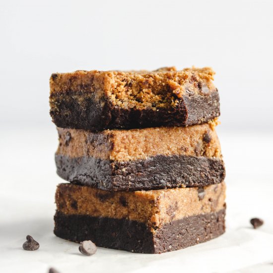 no bake cookie dough brownies (v)