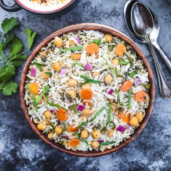 Instant Pot chickpea spinach Pulao