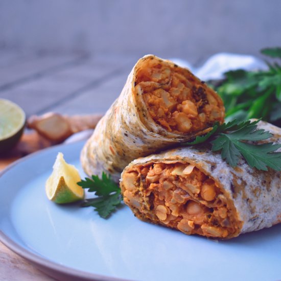 Cauliflower Chickpea Curry Wraps