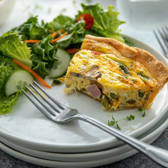 ham, asparagus and mushroom quiche