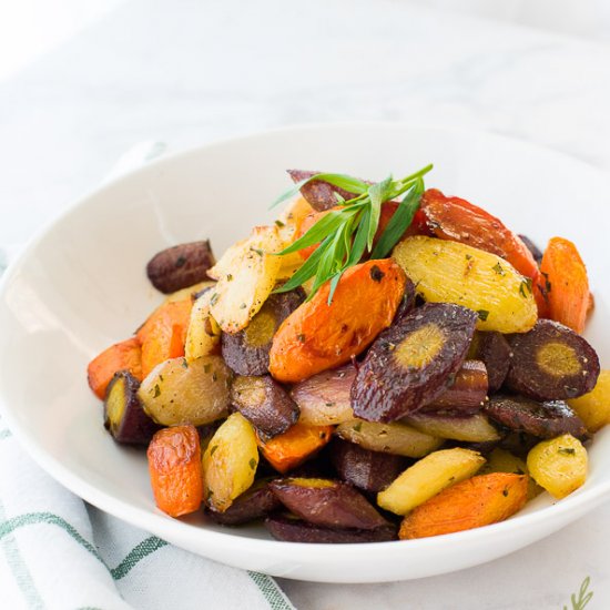 Rainbow Carrots in Tarragon Butter