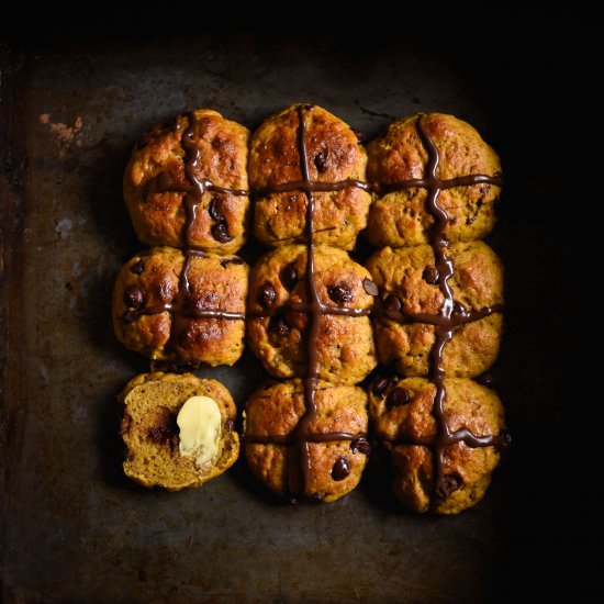 Pumpkin hot cross buns