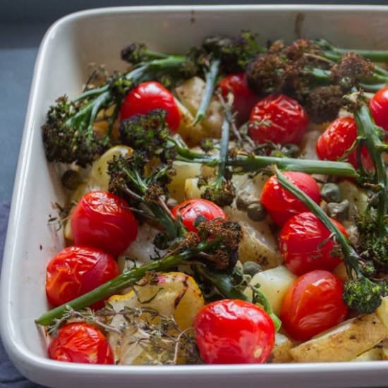 Spring Vegetable Tray Bake