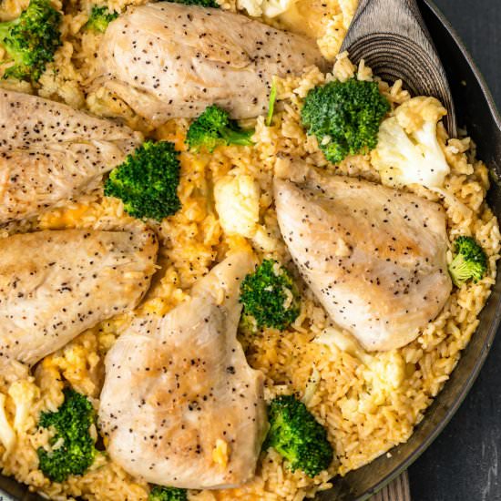 One Pot Cheesy Chicken and Rice