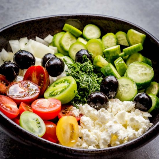 Cucumber Tomato Goat Cheese Salad