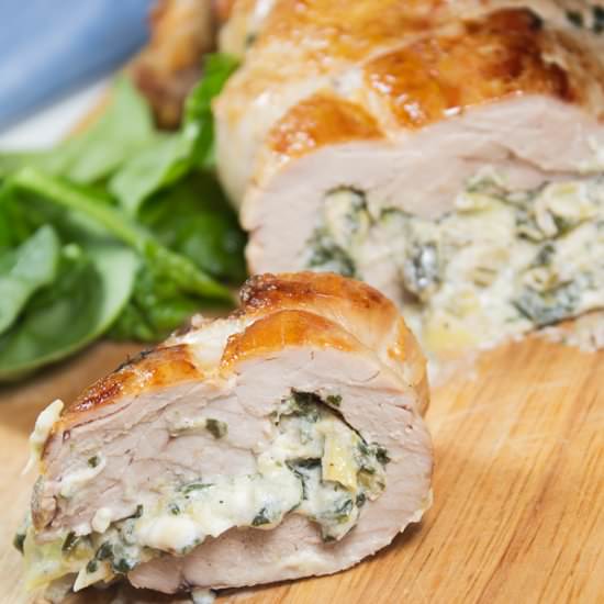 Spinach Artichoke Stuffed Pork