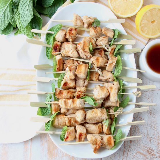 Mint Julep Bourbon Chicken Skewers