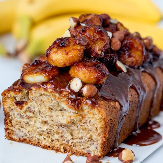 Banana bread + caramelized bananas