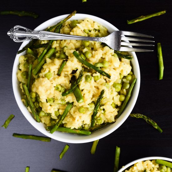 Vegan Sweet Pea & Asparagus Risotto