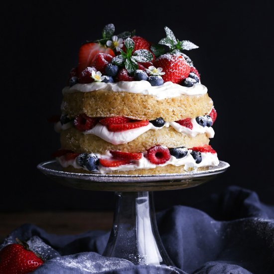 Vegan Lemon Cake with Fresh Berries