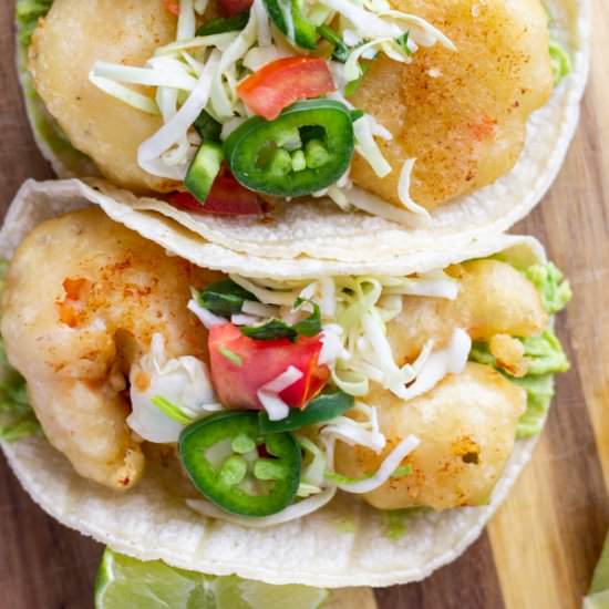 Beer Battered Shrimp Tacos