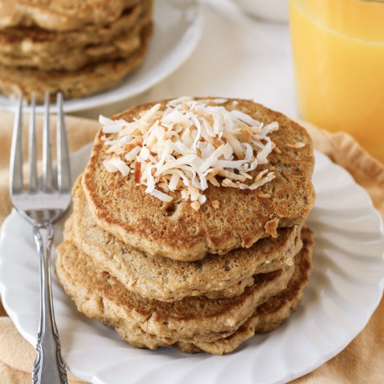 Toasted Coconut Oat Pancakes (GF)