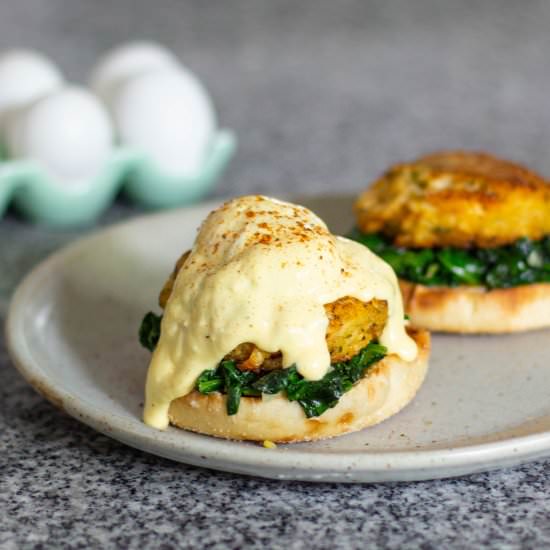 Crab Cake Eggs Florentine