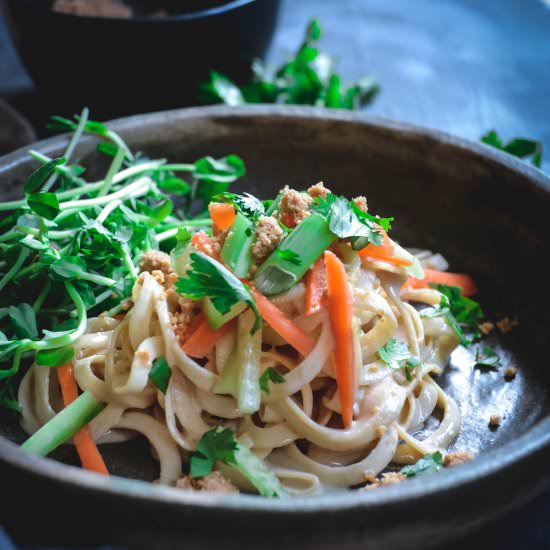 rutabaga noodles with tahini sauce