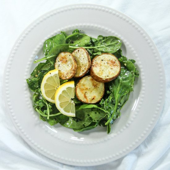 Salad with Garlic & Herb Potatoes