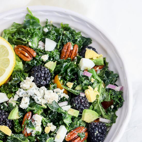 Blackberry Blue Cheese Kale Salad