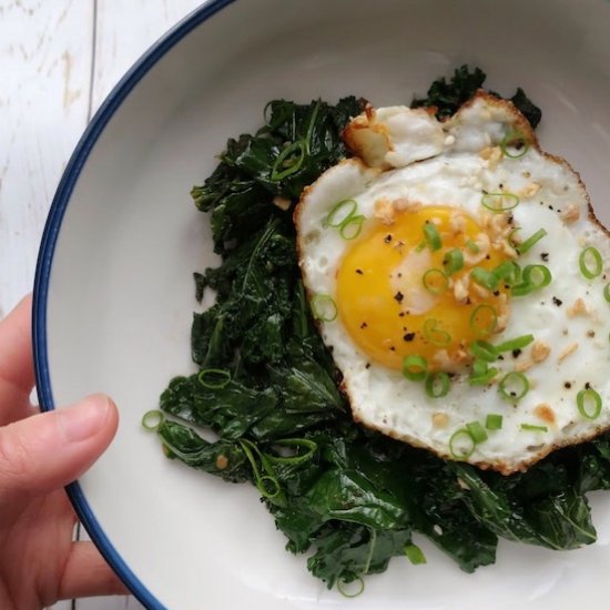 Sauteed Chili Jam Kale w/ Fried Egg