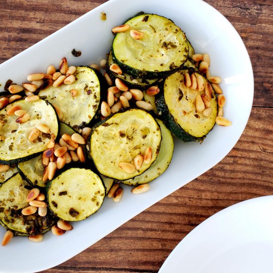 Simple Pesto Zucchini with Pine Nut