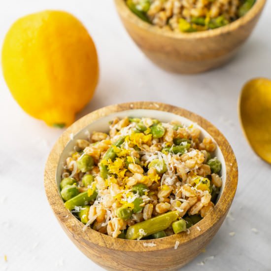 Spring Farro Salad w Meyer Lemon