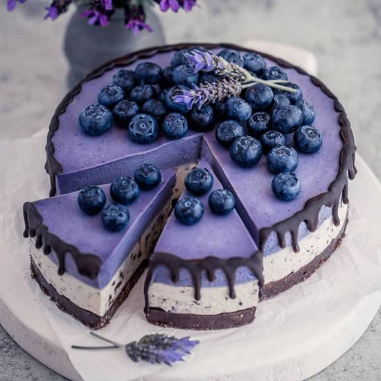 Stracciatella and maqui berry cake