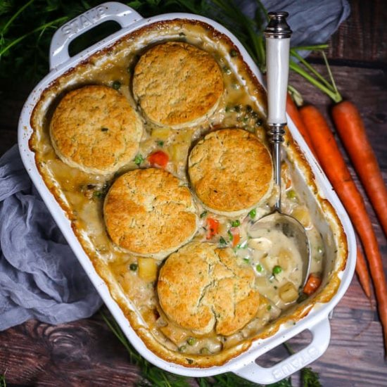 Vegetable Pot Pie with Biscuit Topp