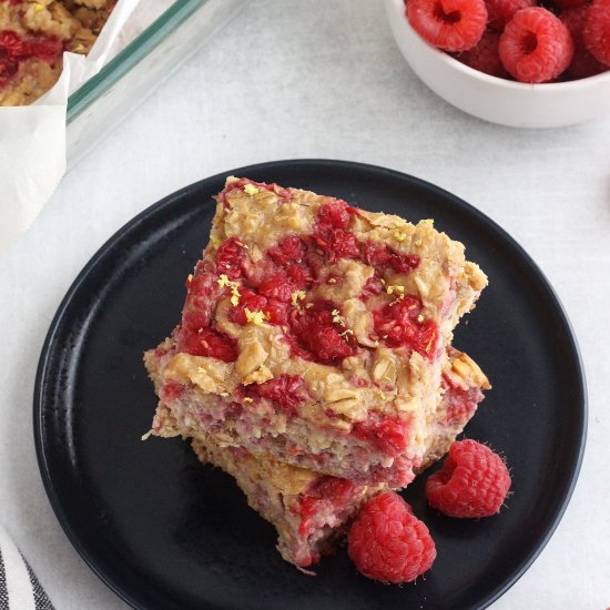 Lemon Raspberry Baked Oatmeal Bars