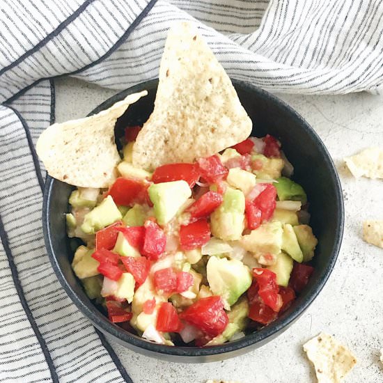 Guacamole with avocado and tomato