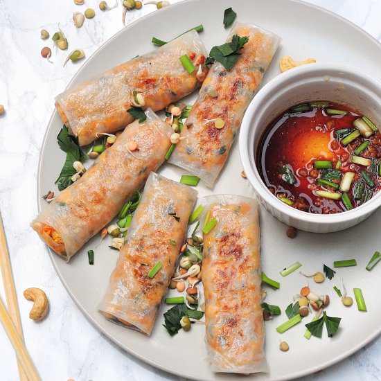 Spring rolls with smoked tofu