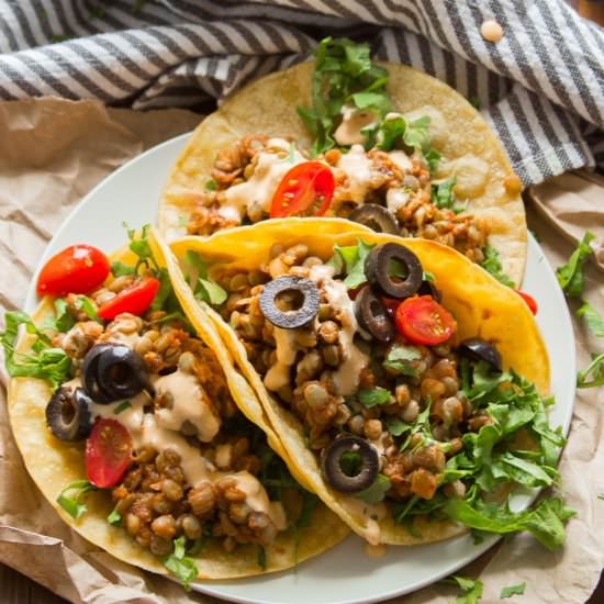 Lentil Tacos with Cashew Queso