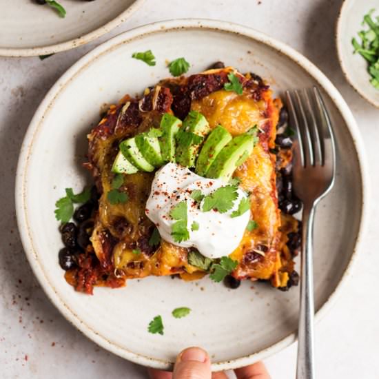 Sweet potato and black bean bake GF