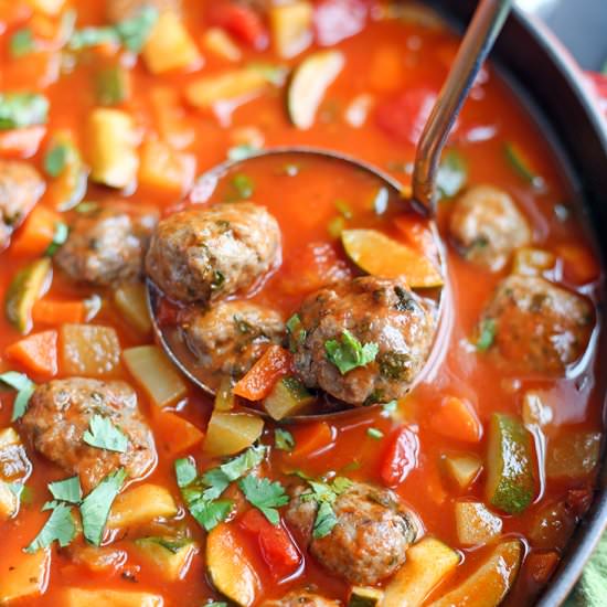 Paleo Whole30 Mexican Meatball Soup