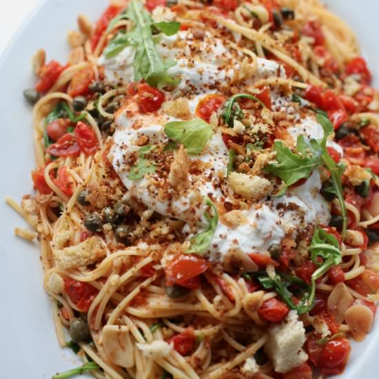 Linguine w/Tomato, Caper & Burrata