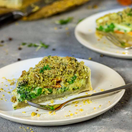 Veggie Quiche with Cheesy Crumbs