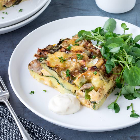 Sausage, Brie and Leek Frittata