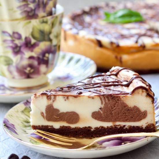 Baked Chocolate Marble Cheesecake