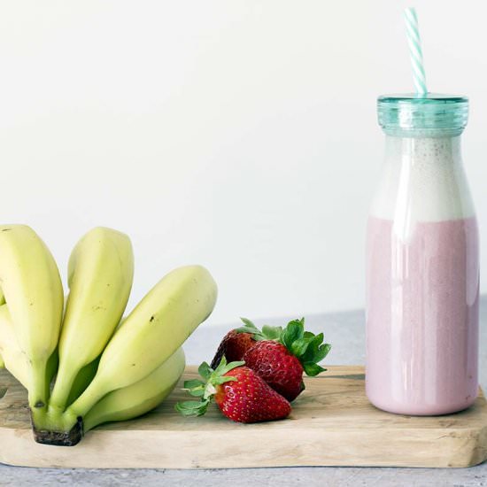 Healthy strawberry milkshake