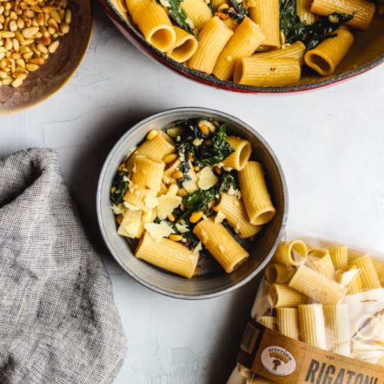 Pasta with Chard and Pine Nuts