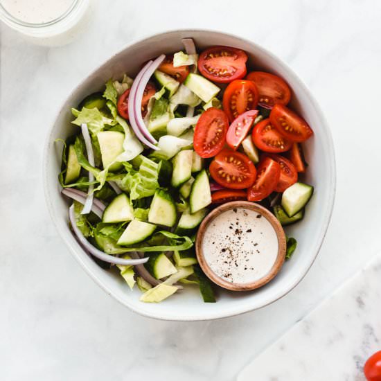 Greek Salad with Tahini Dressing