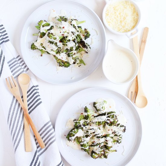 Roasted Broccoli with Cheese Sauce