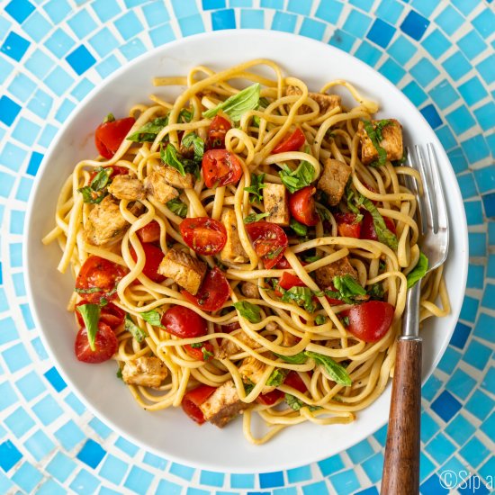 Bruschetta Chicken Noodle Salad