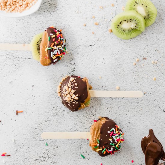 Chocolate Peanut Butter Kiwi Pops