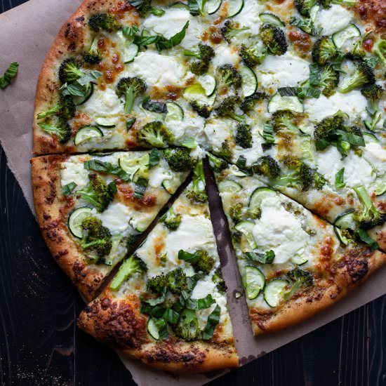 Pesto Vegetable Garden Party Pizza