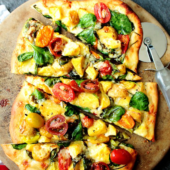 Veggie & Bechamel Flatbread Pizza