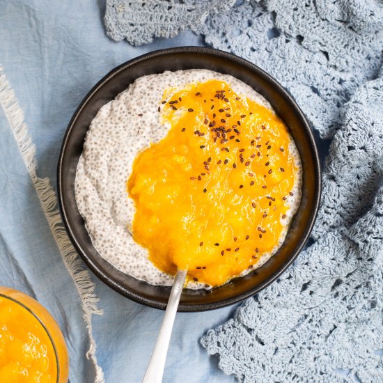 Coconut and mango chia pudding