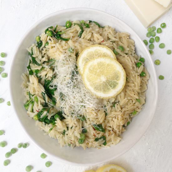 Spring Orzo with Peas and Arugula