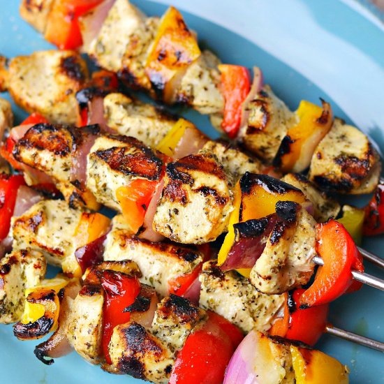 Easy Indoor Grilled Chicken Kabobs