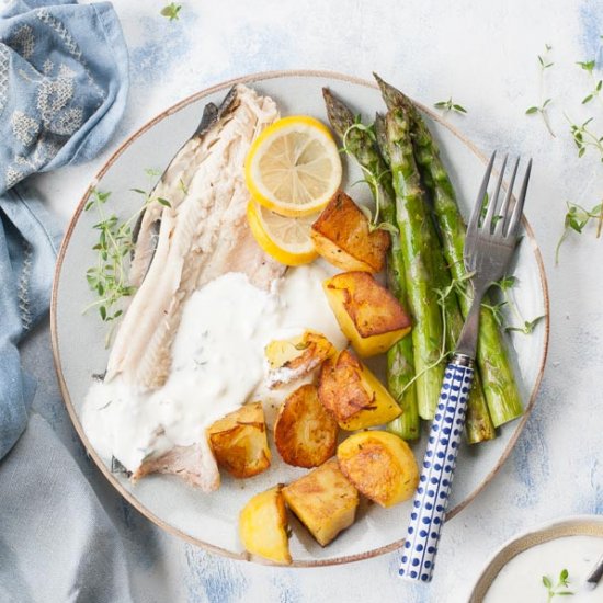 Whole roasted trout with potatoes