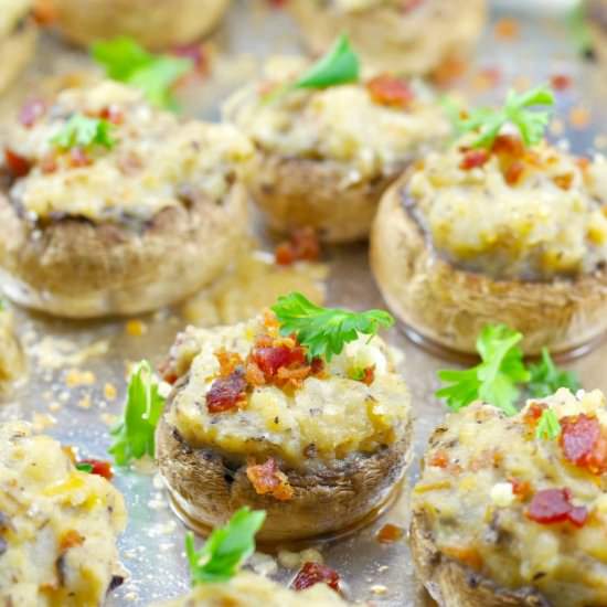 Easy Pierogi Stuffed Mushrooms