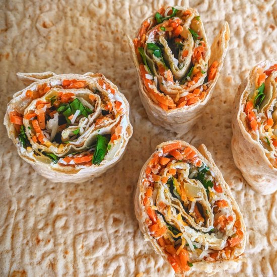 Cheesy Carrot Lavash Rolls